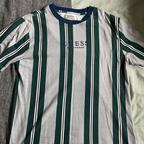 Guess Green and White Striped Tee - Picture 1 of 1